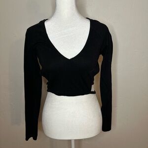 Nasty Gal Black V-Neck Crop Top